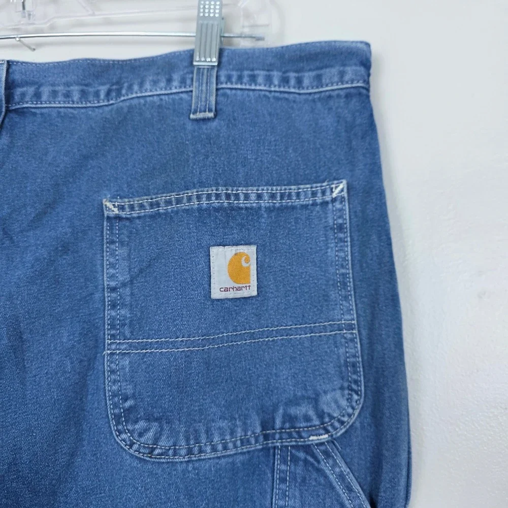 Carhartt Dungaree Fit Carpenter Jeans Mens 41x31 Blue Denim Work Pants 382-83